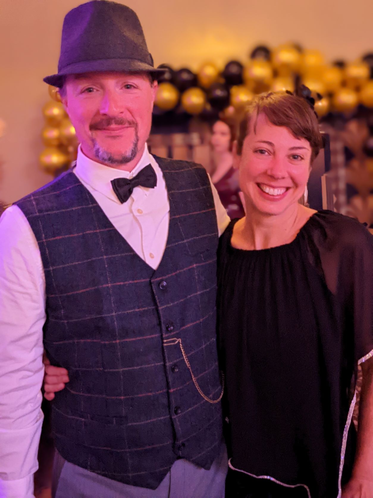 Couple dressed up in 20's party attire
