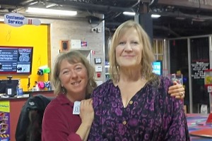 two women smiling