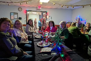 a group of people at a holiday party