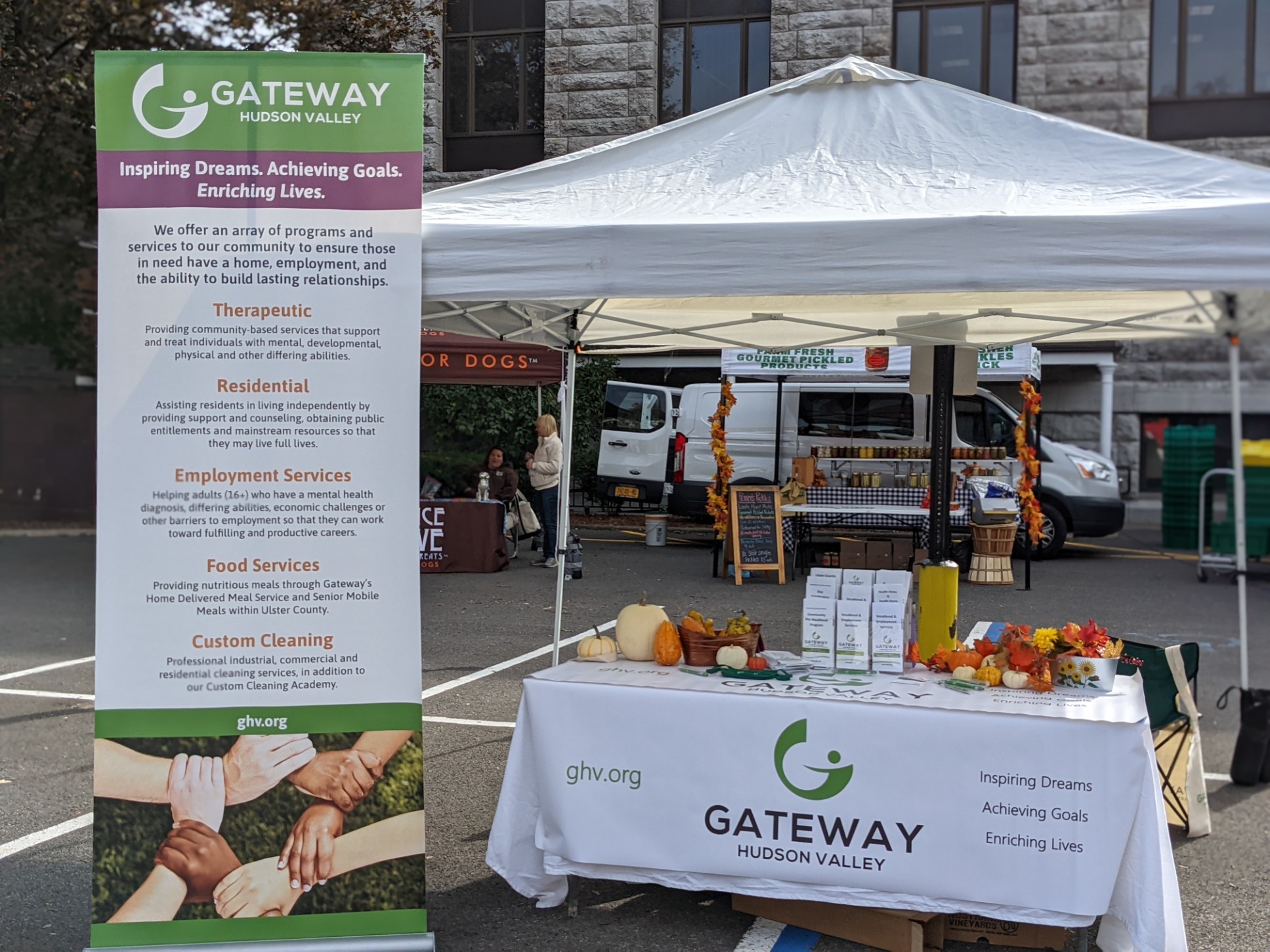 Gateway Hudson Valley table and banners at the Kingston Farmers Market in October